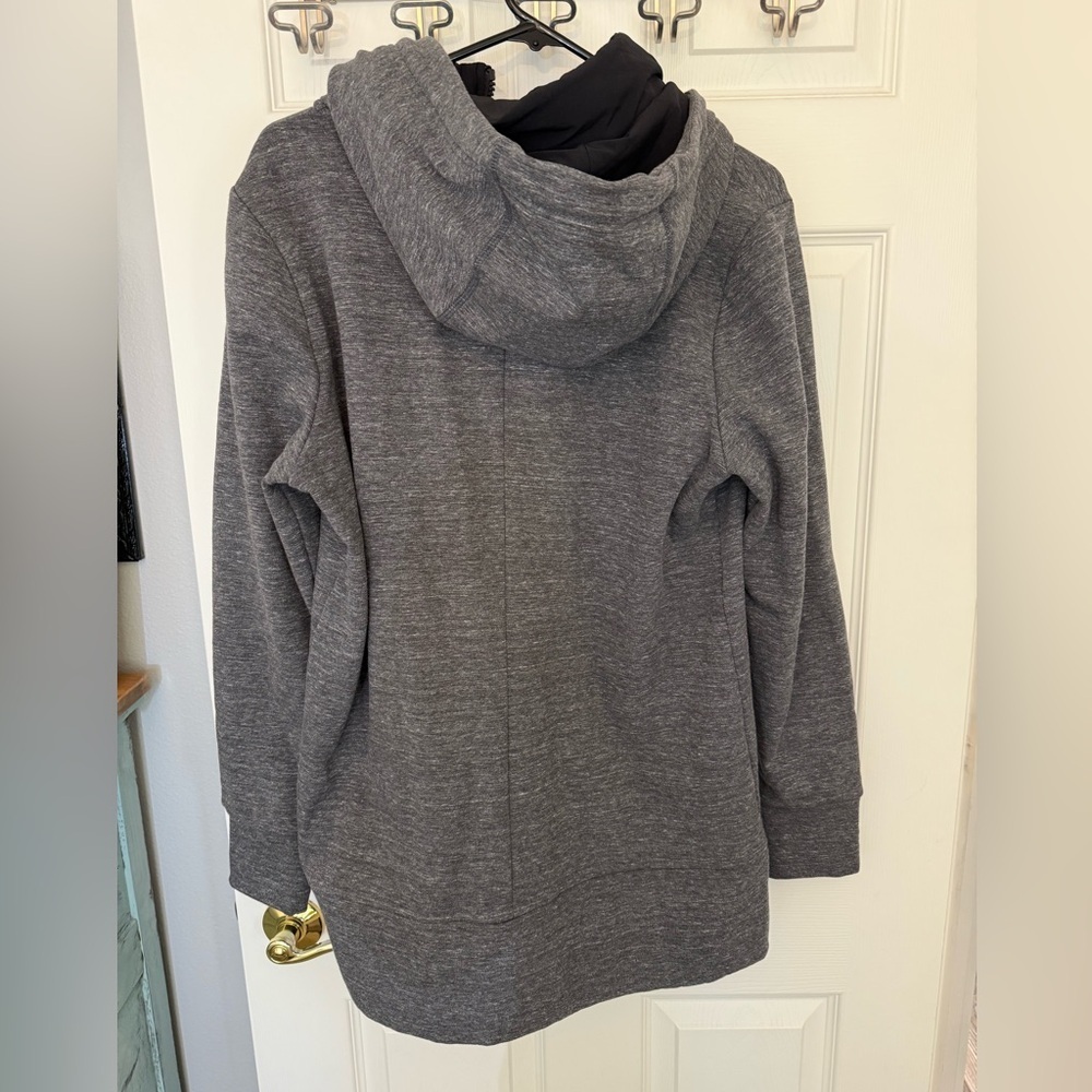Athleta Victory Long Hoodie Jacket Women Medium Heather Gray Primaloft Full Zip - Picture 2 of 8